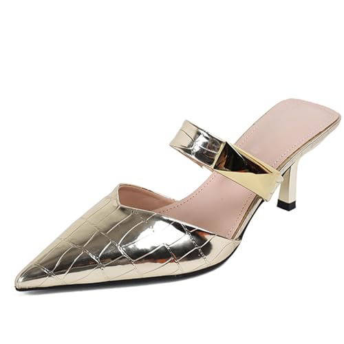 Women's Closed Toe Pointed High Heel Sandals Slip-On Mules Fashion Single Strap Slingback Formal Party Wedding Pumps - Main Image