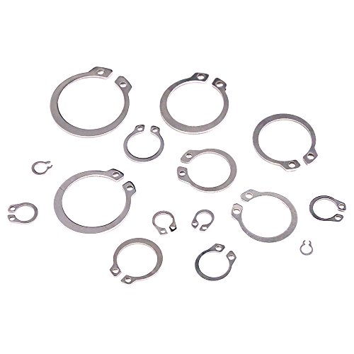 Hilitchi 300-Pcs [15-Size] External Circlip Snap Retaining Clip Ring Assortment Set - 304 Stainless Steel #TOP1