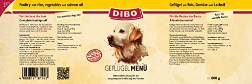 DIBO Menü Geflügel, 6 x 800g-Dose, Hundefutter, Nassfutterohne Konservierungsstoffe, Reine Fleischdosen aus frischem und natürlichem Fleisch Qualität