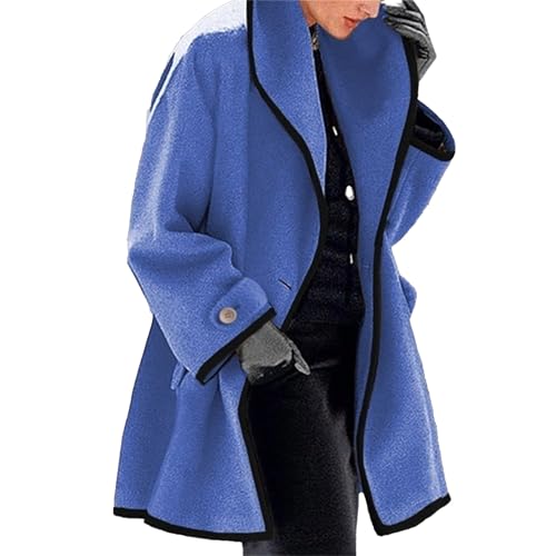Cardigan trench mi-long femme bleu en maille ample boutonné 3XL