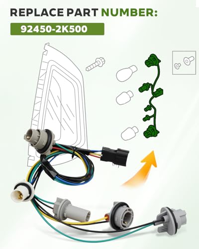 Image of 92450-2K500 Tail Lamp Harness LH or RH Fits for Kia Soul 2011-2013 2.0L I4, NON-LED, Rear Tail Light Lamp Socket Wiring Harness