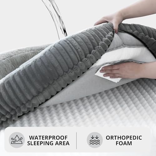 Image of BALANCE Donut Dog Bed, 43 Inches Round Dog Bed Extra Large Size Dogs Washable, Orthopedic Calming Dogs Beds for Kitten, Fluffy Plush Faux Fur Pet Bed with Anti-Slip Bottom