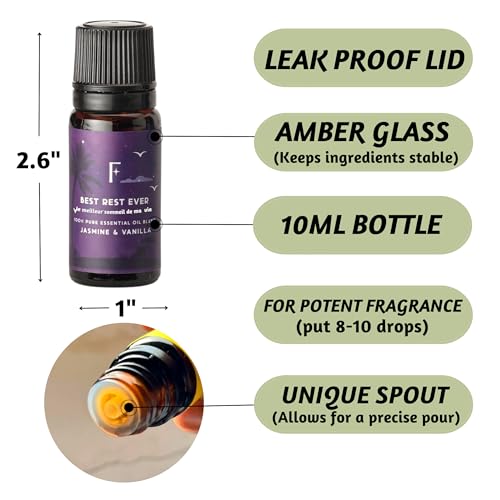 Folkulture Sleep Essential Oils 6er Set (je 10 ml) Lavendelöl oder reine ätherische Ölmischungen für den Öldiffusor für zu Hause wie Rosmarin und Pfefferminze