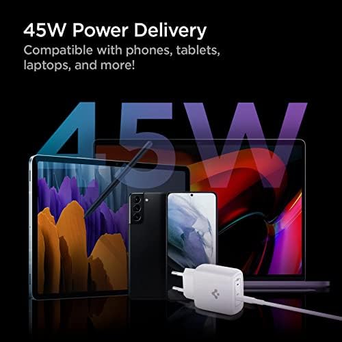 Spigen 45W USB-C Hızlı Şarj Aleti + Örgü Şarj Kablo Samsung PPS 2.0 / Isı Düşürücü GaN Akım Korumalı PD 3.0 Protokol Güç Adaptörü Super Hızlı Şarj iPhone & Android & iPad & MacBook Type-C - ACH02589 - Görsel 6
