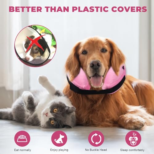 HMCEY Aufblasbare Halskrause Hund Katze,Hundekragen Leckschutz Weich,Kragen Hunde Nach Op Mit Verstellbarer Klettverschluss,Schutzkragen Hunde Halskragen Katze,Inflatable Dog Collar für Genesung