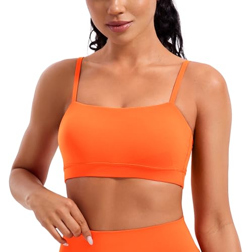 Image of CRZ YOGA Butterluxe Thin Strap Sports Bra | Light Support, Removable Pads, Yoga, Extremely Soft, Square Neck, Adjustable Back, for Women