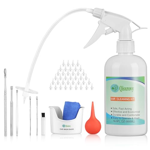 ear wax removal tool ear cleaning kits safe ear irrigation kit ear flush kit for adults kid ear wax washer device easy to operate includes basin syringe curette kit towel and 40 disposable tips