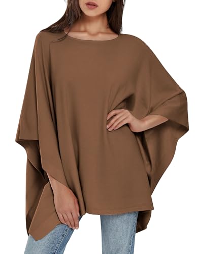 Image of PULI Women's Pullover Poncho Sweater Oversized Knit Layering Top Travel | Sleeveless and Layers Over Any Shirt At Home or Work