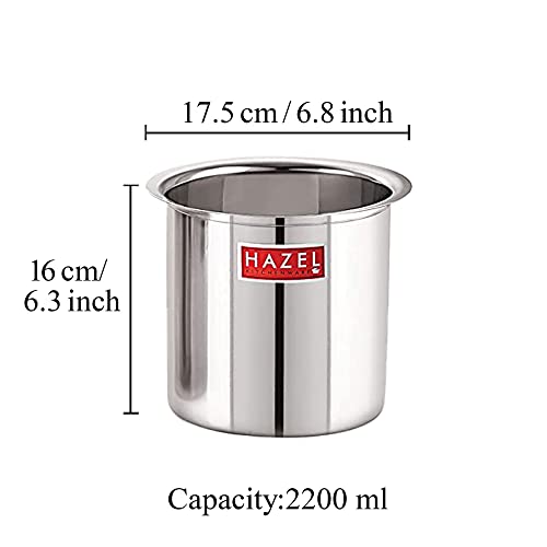 Image of HAZEL Steel Milk Pot with Lid | 2200 ml Stainless Steel Milk Boiler Container | Milk Boiling Vessel Gunj for Kitchen