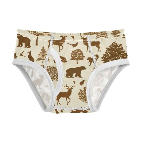 CHIFIGNO Boy Cotton Underwear Breathable Briefs Soft Brief Underwear for Toddler Boys, Cute Animals Bears Beige