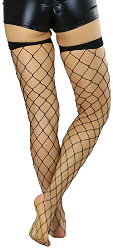 Image of ToBeInStyle Women's Vibrant Large Net Fishnet Thigh High Elastic Nylon Novelty Stockings
