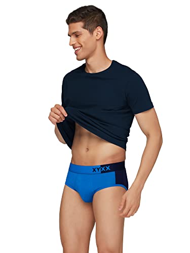 XYXX Men's Dualist Micromodal Regular Fit Colorblock Antimicrobial Briefs with No Marks Waistband (Pack of 3)