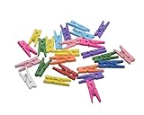 E-228 QM-9 Wooden Clips 2.5cm Small 25 Pieces Durable and Eco Friendly Multicolor Clips Ideal for Arts Crafts School Projects Decoration and Creative Work