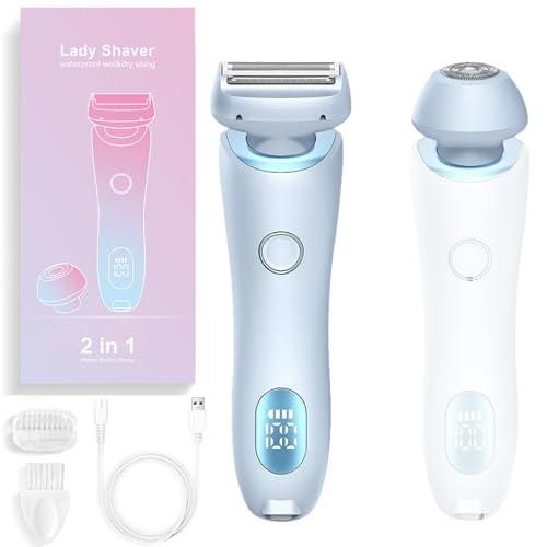 Solys Smooth Shave Razor Solys Razor for Women Glide Pro 3.0 Razors 2 in 1 Wet and Dry Electric Shaver Waterproof Face Razors Bikini Trimmers Hair Removal Epilator (Blue)