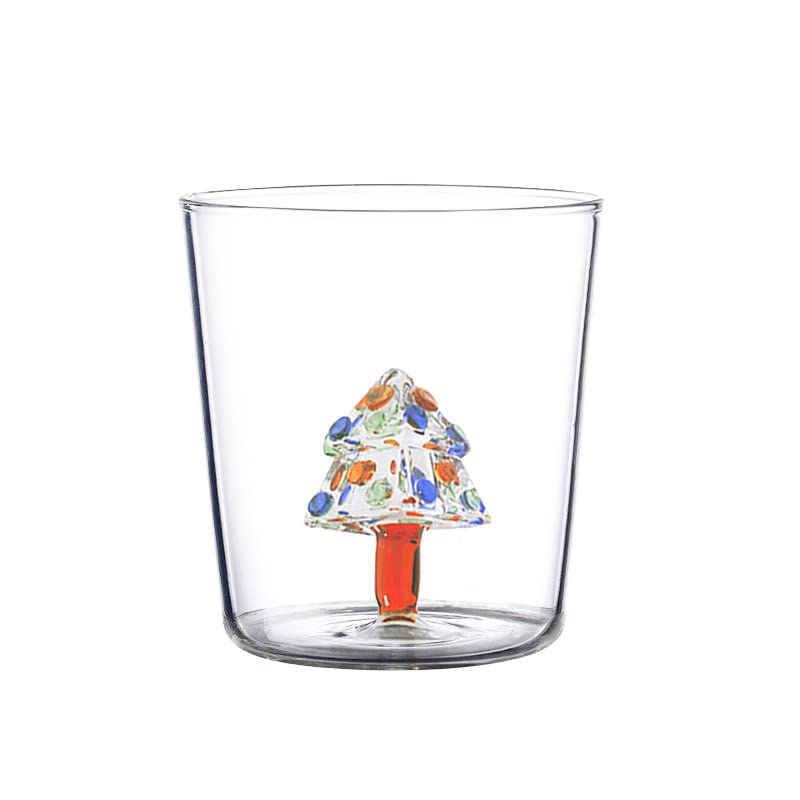 olues300ml/15oz Drinking Glass Cup, Milk Coffee Juice Mug Clear Glass Gifts for Friends Women (Sugar tree)