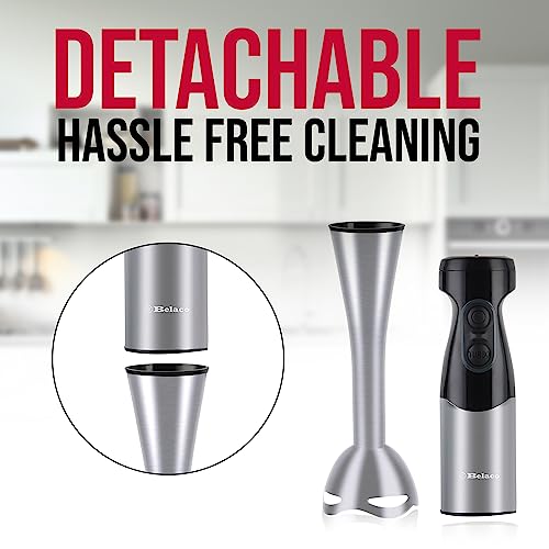 Belaco Hand Blender Mixer 4in1 Processor Chopper Mixer Bowl Egg Whisk & Beaker 800W DC motor 600ml chopper bowl 500ml beaker - Image 7