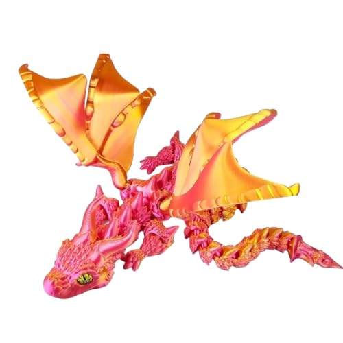 MsiDtsoy 双角ドラゴン 可動モデル 関節可動 置き物 龍 フィギュア おもちゃ 24cm レーザーカラー/蓄光カラー/マットレインボーカラー カラフルグラデーション 目色ランダム ドラゴンモデル PLA 玩具 車載 置物 インテリア雑貨 フィジェッ