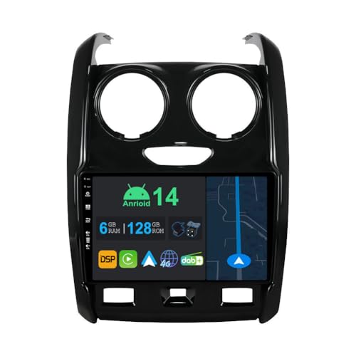 YUNTX 9 Pulgadas Android 14 Autoradio para Renault Duster 2015-2017 | Octa Core | 6GB 128GB | Integrado 4G LTE | CarPlay&Android Auto | DSP | Dab | HDMI | Dual Band WiFi | Bluetooth 5.0