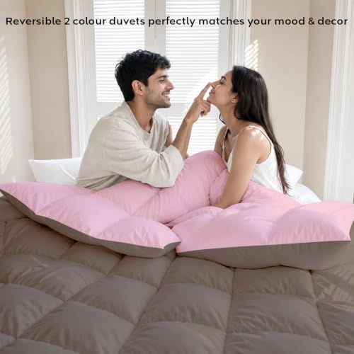 Image of AYKA Reversible Comforter 220 GSM Microfiber Reversible AC Comforter /Blanket for Winter /Quilt /Dohar /Duvets for King Size Blanket /Comforter Double Bed (Mocha & Cameo, 60 * 90 inch)