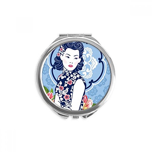 Miroir de poche fleur bleue culture chinoise aux finitions artisanales durables
