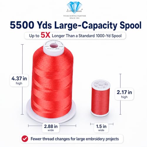 Image of Simthread 5500Yds /5000M 40WT Polyester Embroidery Thread Camation S079 | Large 5000M spool feeds smoothly for home and commercial embroidery machines.