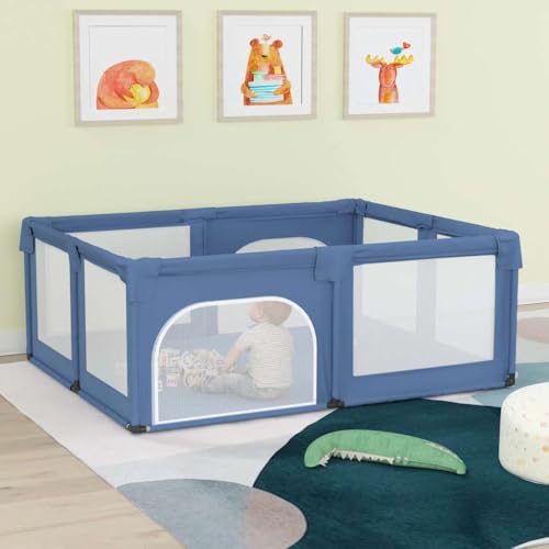 Parc pour bébé bleu clair en tissu Oxford avec 2 portes intégrées - 2