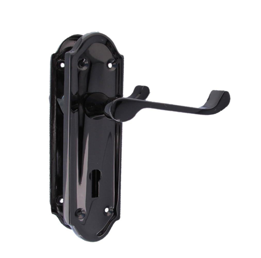 Epsom Door Handle Black Askworth Door Handles - Nickel Internal Lock Door Handles - Door Handles Internal Sets, Nickel Door Handle Set For Internal Doors, Door Handle In Nickel, 170Mm X 48Mm
