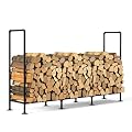 OGEMXU 4ft Outdoor Firewood Rack,Adjustable Heavy-Duty Fire Wood Rack,Metal Firewood Bracket,Firewood Holder are Suitable for,Garages,Outdoor Gardens,Outdoor Bonfires,Farms, Black