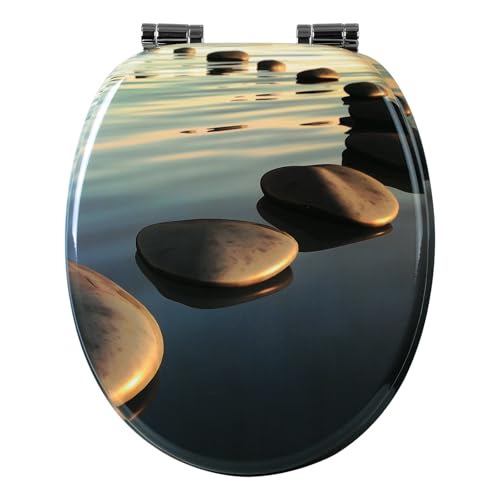 WOLTU Tapa de WC Tapa de Inodoro Asiento de Inodoro Bisagra de Cierre Suave Instalar Rápida