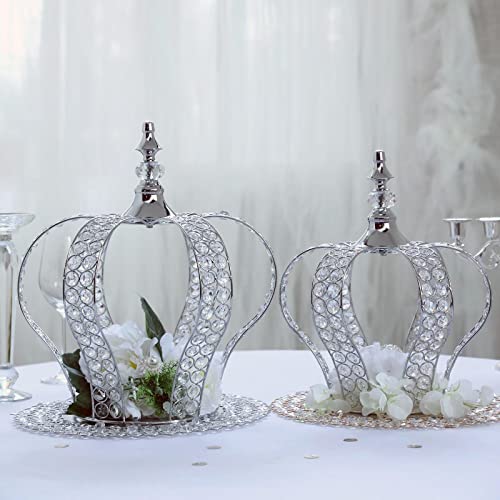 Efavormart 14" Silver Wired Metal Charger Plate With 118 Acrylic Crystal Beads For Weddings Events #TOP4