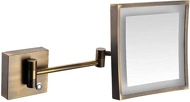 ZADIKO Wall Mounted Makeup Mirror 3X Magnification,8 Inches,Extendable Arm,360 Degree Swivel Rotation,for Bathroom Color Antique Color, Size Plug