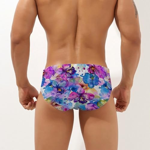 Watercolor Orchid Floral Novelty Men's Brief Swimwear Pants Swimming Trunks Beach Shorts Underwear2