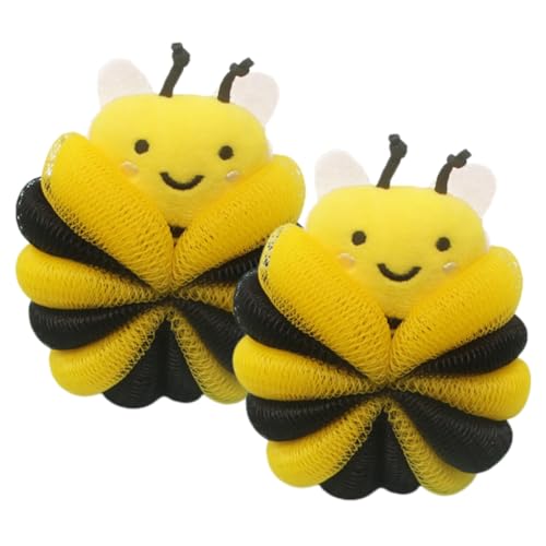 FRCOLOR 2Pcs Cartoon Bee Wash Sponge Soft Exfoliating Loofah for Fun Bathing Accessories for Boys Lightweight Quick Drying Bath Supplies for Gentle Cleansing