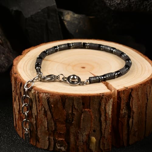 Pulsera para hombre en hematita y obsidiana con doble cierre miniatura 3