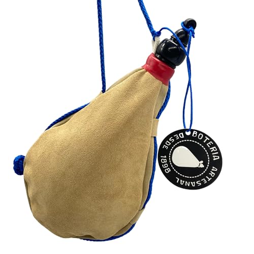 UYUNIX Spanish Cow Suede Leather Bota Bag – Handmade Wineskin Flask for Wine, Water, or Spirits – Traditional Cowhide Wineskin in 1L / 1.5L / 2L – Made in Spain (1.5 L (0.40 Gal))