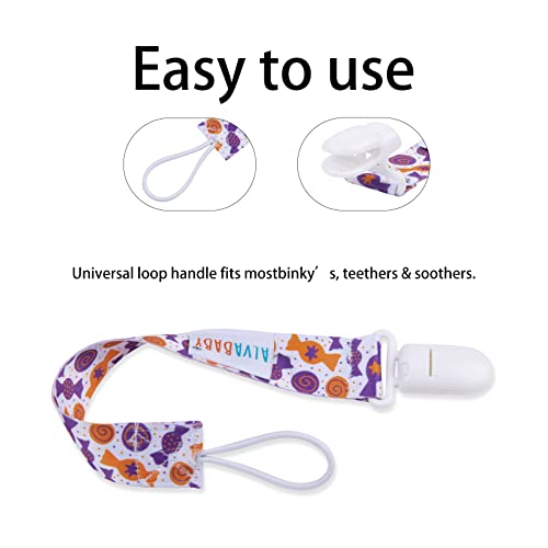 Image of ALVABABY Halloween Baby Pacifier Clips Paci Universal Holder Leash Pacifier Clip Binky Holder for Teether Soothie 6 Pack 6DBP05A