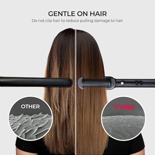 TYMO Hair Straightener Brush UK, Flat Iron and Hair Brush 2-in-1, Anti-Scald, Fast Heating, 5 Temp Settings (130â-210â), Professional Salon at Home, Wider Comb for Even Straightening, TYMO Ring - Image 4