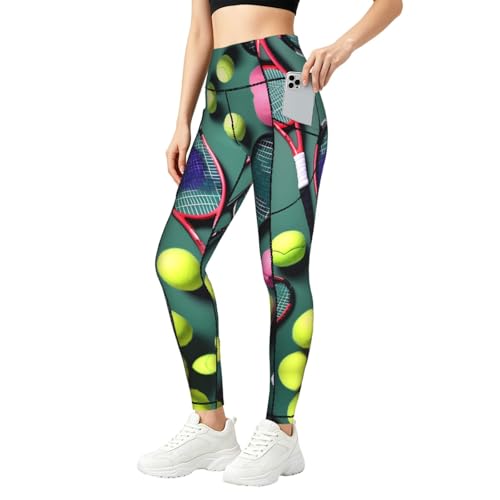 Leggings de tenis para mujer con bolsillos laterales de gran capacidad para gimnasio