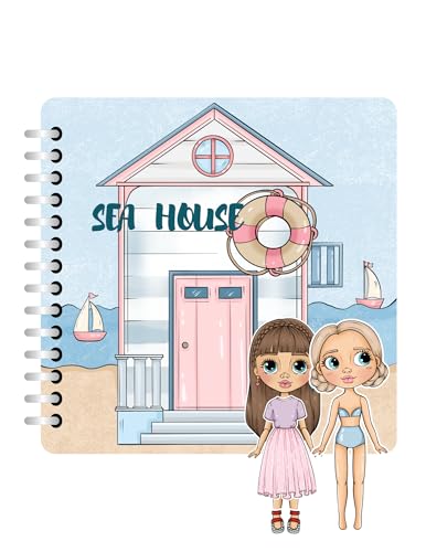 Spring Acorn Paper Doll House Activity Book for Girls Dress Up Paper Dolls with 2 Dolls & Accessories Creative Quiet Book Travel Activity Gift for Kids 21x21 cm (Blue)