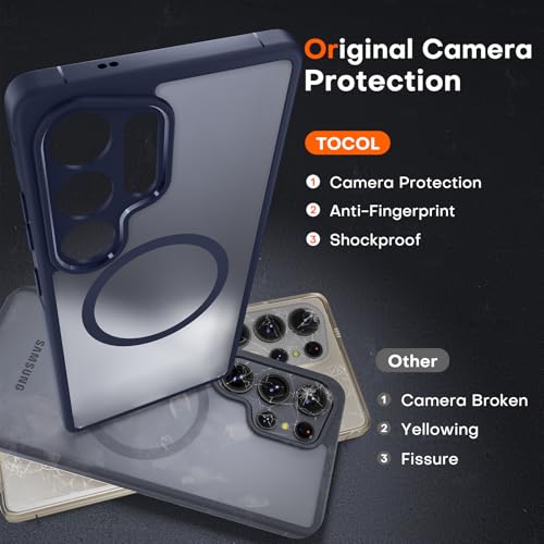 Image of TOCOL Magnetic for Samsung Galaxy S25 Ultra Case, Upgraded Full Camera Protection, Compatible with Magsafe, Drop Protection Slime Clear Back Cover for Samsung Galaxy S25 Ultra 6.9-Inch (Blue)