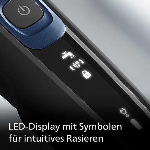 Foto von Philips Shaver Series 5000 – Elektrischer Nass- & Trockenrasierer für Herren in Metallic-Blau mit Präzisionstrimmer & weicher Transporttasche (Modell S5465/18)