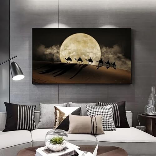Toile desert chameau tableau decoration interieure nuit