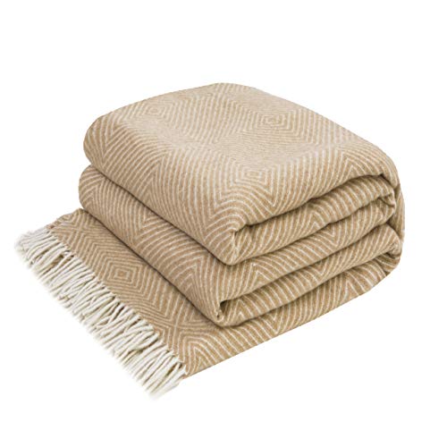 LYHome Plaid Laine Merinos - Couverture pour Le Canape, Le Lit 1 et 2 Personnes, Couvertures en Laine de Mouton, Plaids Mérinos Chaude Hiver Grande (140 x 200...