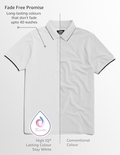 Image of Symbol Premium Men's Cotton Stretch Solid Polo T-Shirt (Regular Fit | Pique Knit)