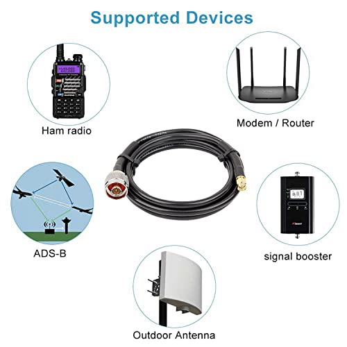 Image of MOOKEERF KMR240 N Male to SMA Male Cable - 6FT Ultra Low Loss SMA to N Cable 50 ohm for WiFi Router /GPS Receiver /Antenna /Signal Booster Use