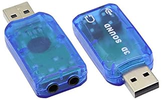 zdyCGTime External 5.1 USB Stereo Sound Card USB 2.0 to 3D Audio Sound Card Adapter Virtual 5.1 Channel for Windows and Mac, PC, Notebook with 3.5mm Headphone and Microphone - 2 Pack(Blue)