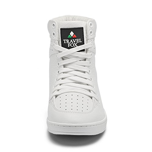 Image of TRAVEL FOX Unisex 900 Nappa Leather Round Toe Lace-Up High-Top Sneakers