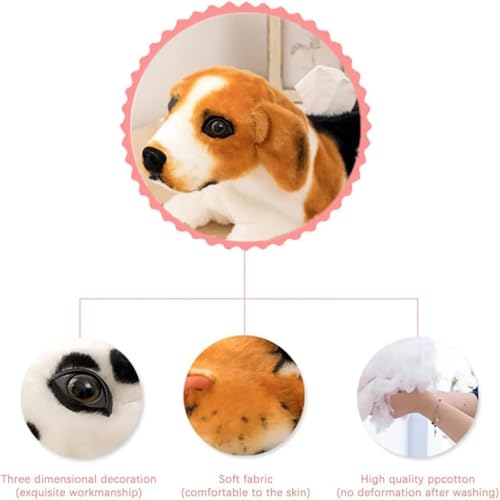 Image of Sitting Jawar Beagle Dog Soft Stuffed Plush Animal Toy for Kids Boys and Girls Birthday Gifts (Color: White and Brown) (30 cm)