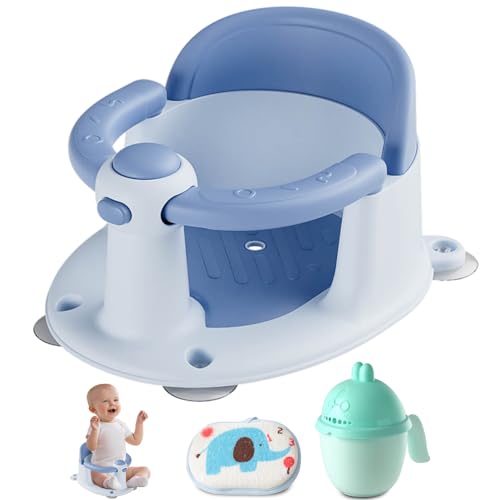 Image of Trankerloop Baby Bath Seat, Baby Bath Seat for 6 Months & Up, Baby Bathtub Seat with Secure Suction Cups, Non-Slip Infant Bath Seat,Blue