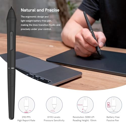 Grafiktablett VEIKK VK1060PRO,10x6 Zoll Drawing Tablet with 8 Shortcut Keys,Grafiktabletts hat...